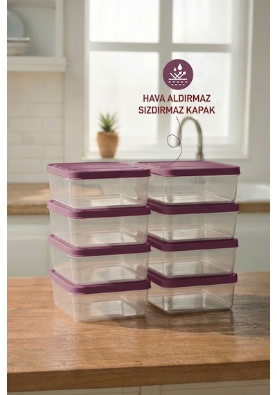 Selka Home 8 Adet 0.5 Lt. Nora Organizer  Buzdolabı Buzluk Düzenleyici Saklama Kabı