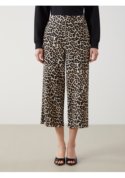 Lcwaıkıkı Classic Kahverengi Standart Fit Leopar Desenli Kadın Pantolon
