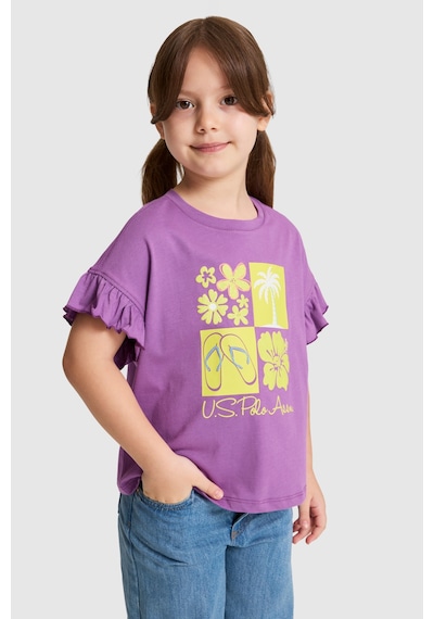 U.S. Polo Assn. Kız Çocuk Menekşe Tişört 50325654-vr037 Menekse