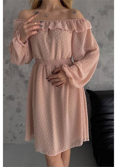 Dipmoda Kadın Camel Madonna Yaka Mini Ponpon Şifon Elbise Dpk2057 Camel Dipmoda Kadın Camel Madonna Yaka Mini Ponpon Şifon Elbise Dpk2057 Camel