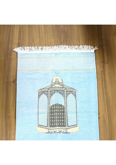 Makam-ı İbrahim Lüks Şönil Seccade Bebek Mavisi 70x126cm 240 Gr Çok Renkli