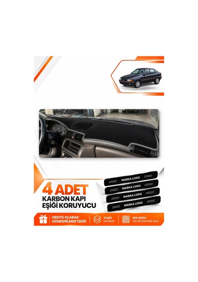 Opel Astra F Airbagli 1991-1998 Uyumlu Ön Torpido Koruma Kılıfı Halısı - Siyah Gri