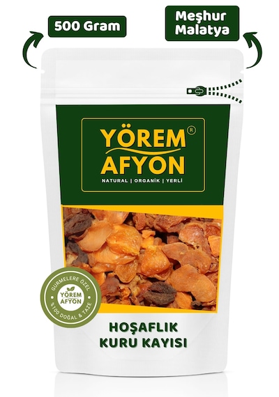 Yörem Afyon Malatya Nın Geleneksel Sofralarından Güneş Kurusu Mayhoş Köy Usulü Hoşaflık Kuru Kayısı 500gr. 500 G