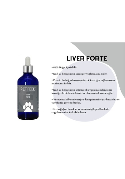 Pet Feed Liver Forte 100 Ml Kedi Ve Köpeğiniz İçin Karaciğer Yağlanması Önleyici Ve Destekleyici %100 Doğal