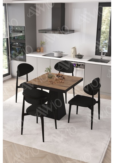 Avvio Elite Siyah Polo Metal Sandalye 90x90 Kare Yemek Masası Mutfak Masası Masa Sandalye Takımı Akçaağaç Avvio Elite Siyah Polo Metal Sandalye 90x90 Kare Yemek Masası Mutfak Masası Masa Sandalye Takımı Akçaağaç