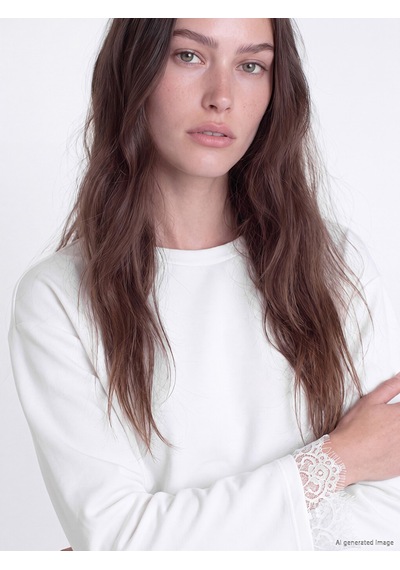 Lcw Modest Beyaz Soft Touch Kadın Sweatshirt Tunik
