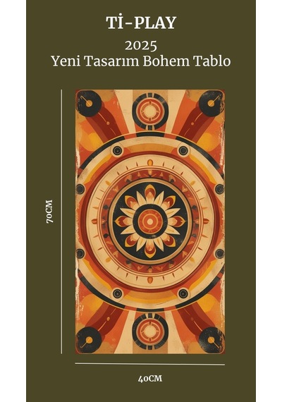 Bohem Tablo Dairesel Simetri Geometrik Sıcak Renkler Vintage Bohem Duvar Sanatı Çerçevesiz Poster