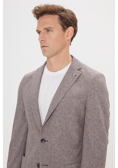AC&Co / Altınyıldız Classics Erkek Vızon Slim Fit Dar Kesim Mono Yaka Beli Bağlamalı Desenli Takım Elbise Vızon