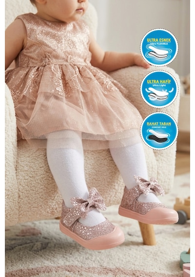 Cool Darla İa Pudra Cırtlı Fiyonk Detaylı Bebek Ayakkabı