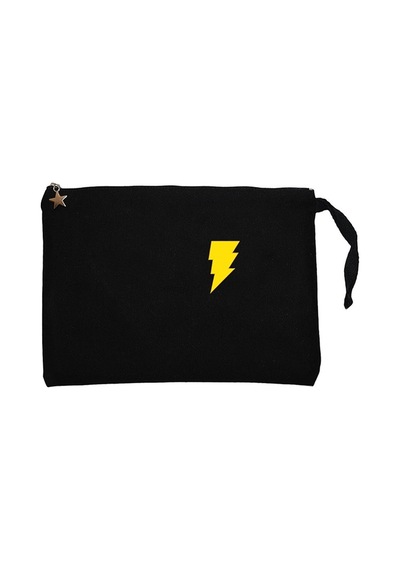 Black Adam Yellow Logo Siyah Clutch Astarlı Cüzdan / El Çantası Siyah