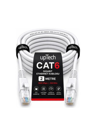 Uptech Cat6 Ethernet Kablosu 2 Metre Rj45 Lan İnternet Modem Router Bilgisayar Kablosu