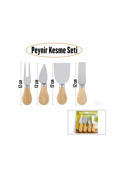 Cheese Knife Set 4pcs Peynir Bıçak Seti Ahşap Bambu Saplı Bx40 Çok Renkli