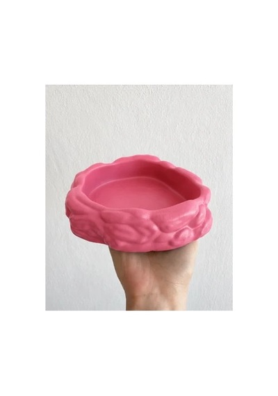 Eko Form Model Beton Kedi Köpek Mama Ve Su Kabı 16cm 16cm 5.5cm - Pembe
