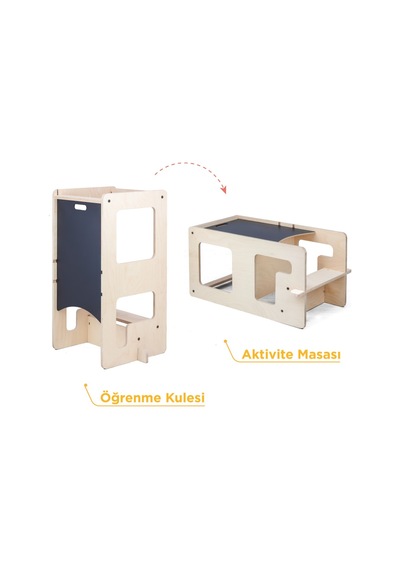 Missidea Trio Natural Öğrenme Kulesi & Aktivite Masası Ahşap
