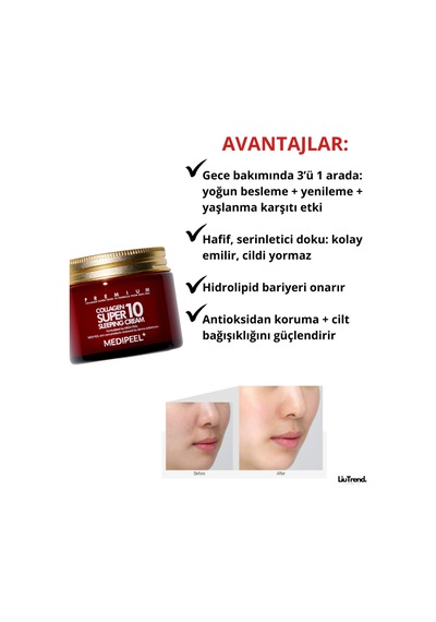 Medipeel Collagen Super 10 Sleeping Cream Kolajenli Gece Kremi M0035
