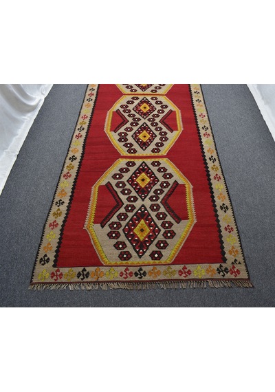 Zehra Abla Halı El Dokuma Tek Parça Yekpare Sivas Kangal Yün Kilim 6282