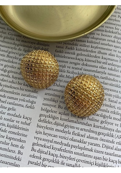 Vintage Tırtıklı İri Halka Çelik Kararmaz Altın Kaplama Küpe Çift Altın