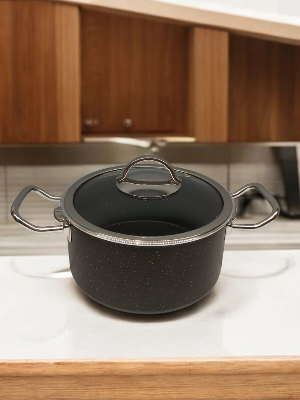 Tuna House Granit Derin Tencere 18 Cm Siyah