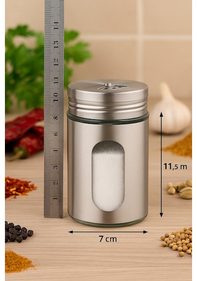 Metal Tuzluk Biberlik Baharatlık 200 Ml Gri Gri