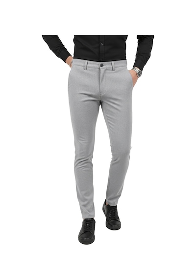 Deepsea Erkek Gri Modern Fit Likralı Kumaş Pantolon Günlük & Ofis Kullanımı 2602020 Gri