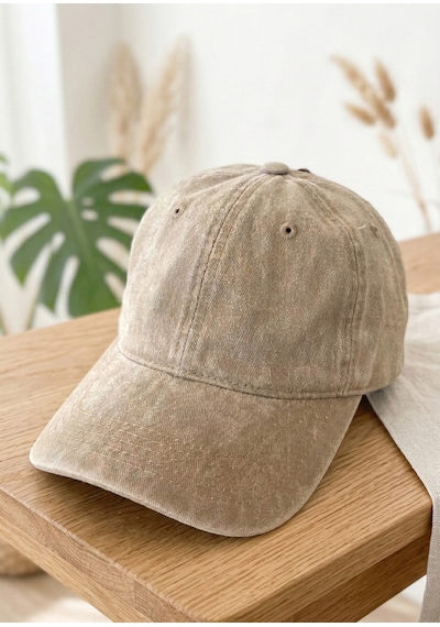 Emybox %100 Pamuk Yıkamalı Unisex Basic Şapka Kep Koyu Kum