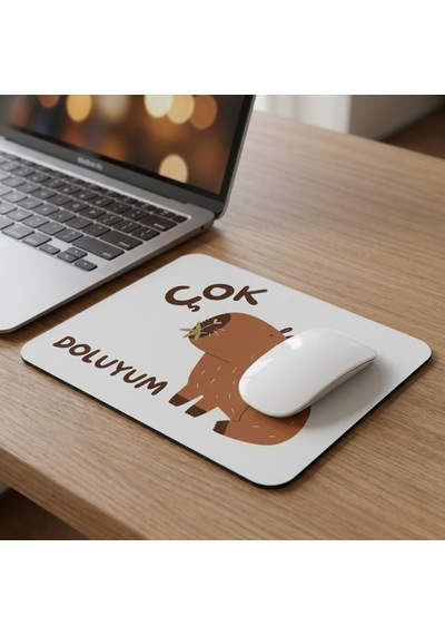 Tabloe Çok Doluyum Yazılı Eğlenceli Ofis Mouse Pad 23x19 Cm - Kaydırmaz Tabanlı Kaliteli Mousepad Gri