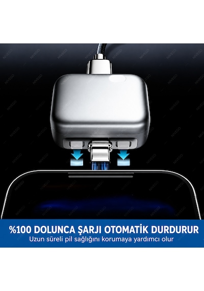 Nvg Akıllı Şarj Adaptörü Usb-c Otomatik Güç Kesme Şarj Koruyucu %100 Dolunca Şarjı Durduran Pil Koruma Aparatı Type-c Tüm Cihazlarla Uyumlu Telefon Araç