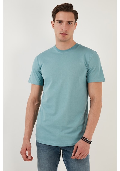 Buratti % 100 Pamuk Regular Fit Bisiklet Yaka T Shirt Erkek T Shirt 5902511 Mavi