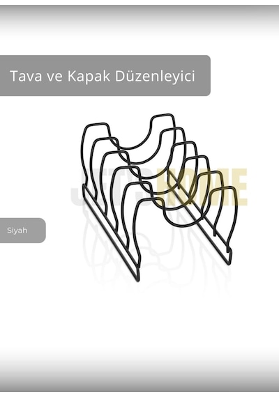 Jet's Home Tava Kapak Düzenleyici Paslanmaz 5 Bölmeli Tabaklık Siyah Siyah