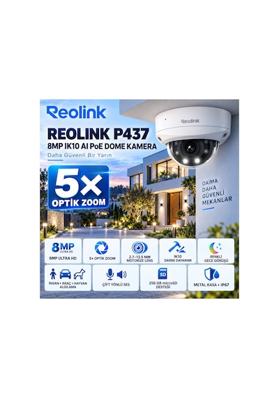 P437 8mp Ik10 Aı Poe Motorize Dome Güvenlik Kamerası