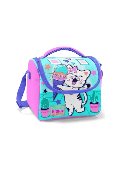 Coral High Turkuaz Pembe Dondurmalı Kedi Isı Yalıtımlı Beslenme Çantası - Kız Çocuk