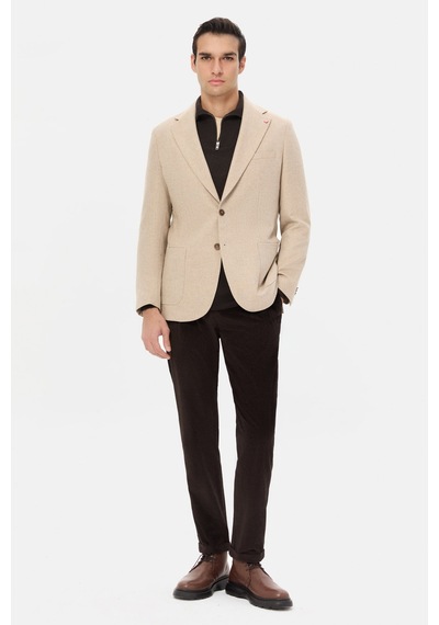 D's Damat Ds Damat Slim Fit Bej Diyogonal Kumaş Ceket 5hc04ır06494m Bej