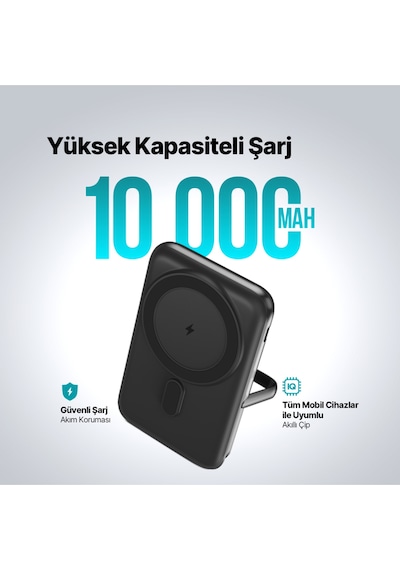 Ttec Recharger Pro M LCD 10.000 mAh Magsafe Uyumlu PD 20W Stantlı Kablosuz Taşınabilir Hızlı Şarj Aleti