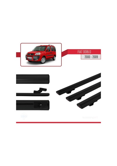Fiat Doblo 2000-2009 Arası İle Uyumlu Basic Model Ara Atkı Tavan Barı Siyah 3 Adet