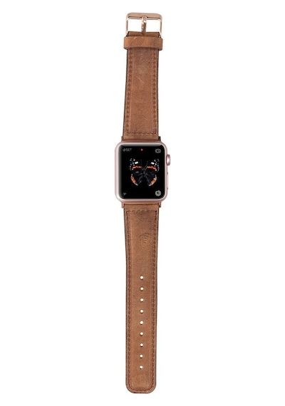Apple Watch Uyumlu Deri Kordon 42-44-45mm G19 Taba