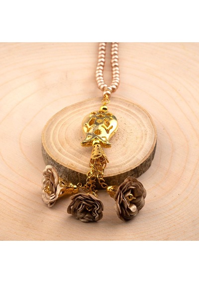 Laleli Güllü Tesbih Gold 99lu - 6mm