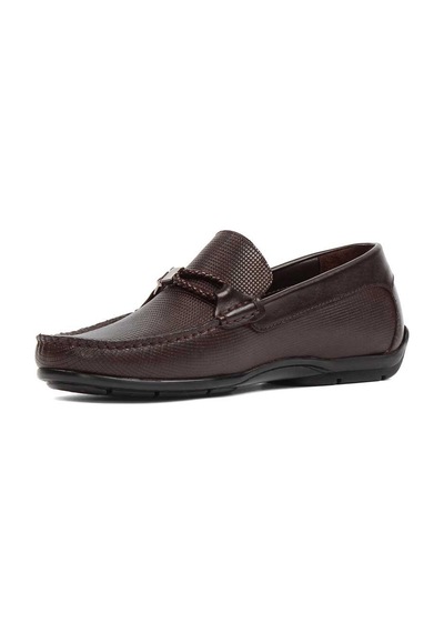 Erkek Kahverengi Baskılı Deri Loafer