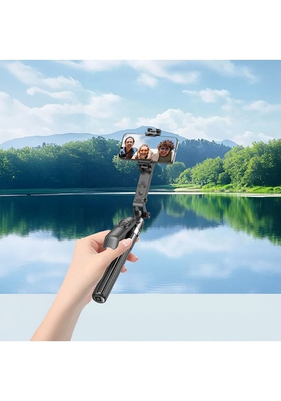 Jmary Kt-299 360 Derece Dönebilen Kablosuz Kumandalı Tripod Ve Selfie Çubuğu Siyah