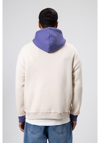 Vamos Çift Renk Baskılı Oversize Sweatshirt Taş