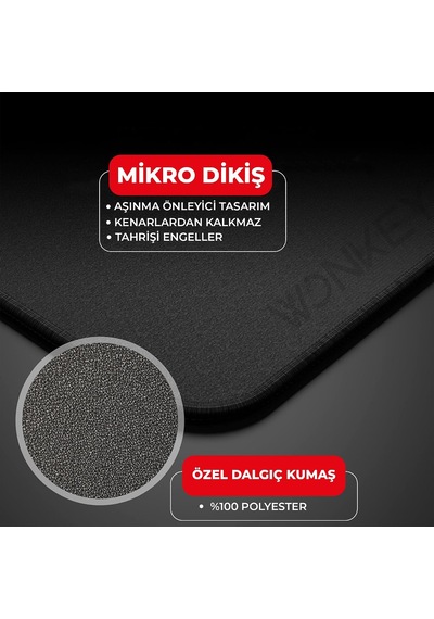Pro - Dikişli Gaming Mouse Pad, Oyuncu Gamer Mousepad, Kaymaz Kauçuk Tabanlı, Pürüzsüz Kumaş Yüzey, Ofis Tipi Mouse Ped, Orta Boy Bilgisayar Fare Altlığı, Gaming Mouse Pad 32x24 Cm