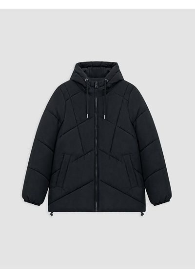 Lcw Vision Siyah Kapüşonlu Oversize Kadın Şişme Mont
