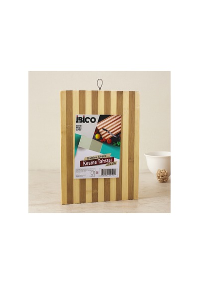Bambu Kesme Tahtası 20x30x1.3 Cm - Beyaz Çizgili Metal Kulplu Renkli - 916244131 Renkli