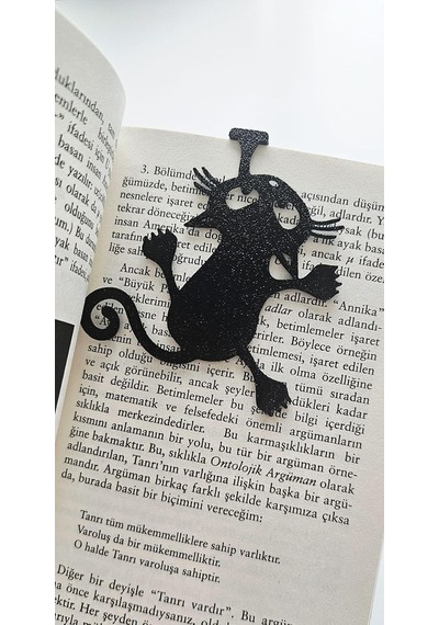 3d Baskı Sevimli Tırmanan Kedi Kitap Ayracı Siyah 7'li Set Dayanıklı Plastik