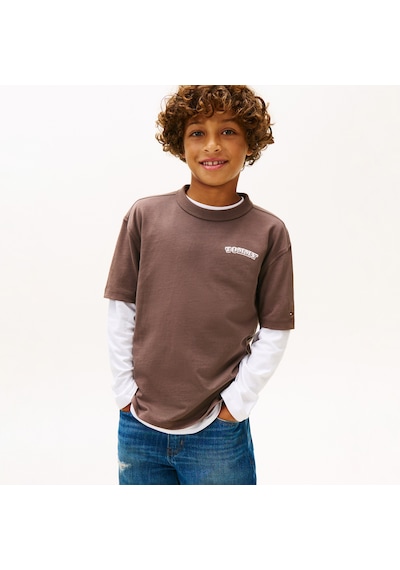 Tommy Hilfiger Puff Print Graphic Çocuk Kahverengi T-shirt Kb0kb10053 Kahverengi