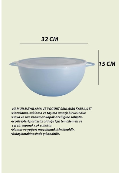 85 L Hamur Mayalama Ve Yoğurt Saklama Kabı Mavi Çok Renkli