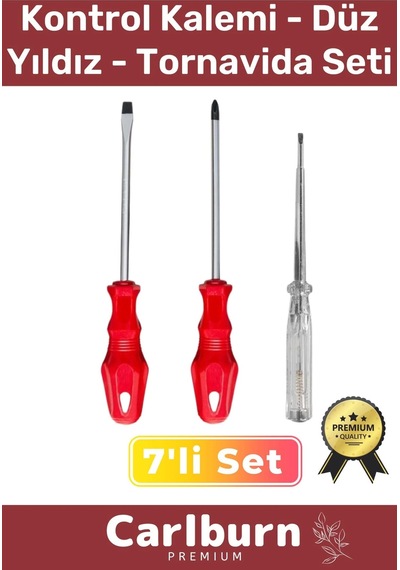 Dayanıklı Sağlam Ergonomik Vidalama Tamir Tadilat Düz Yıldız Kontrol Kalemi 3'lü Tornavida Seti