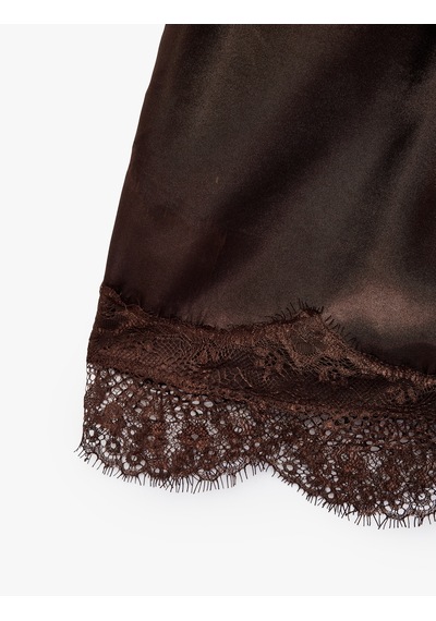 Koton Beli Lastikli Dantel Detaylı Rahat Kalıp Saten Mini Şort Kahverengi 6sal40165ıw Kahve Koton Beli Lastikli Dantel Detaylı Rahat Kalıp Saten Mini Şort Kahverengi 6sal40165ıw Kahve