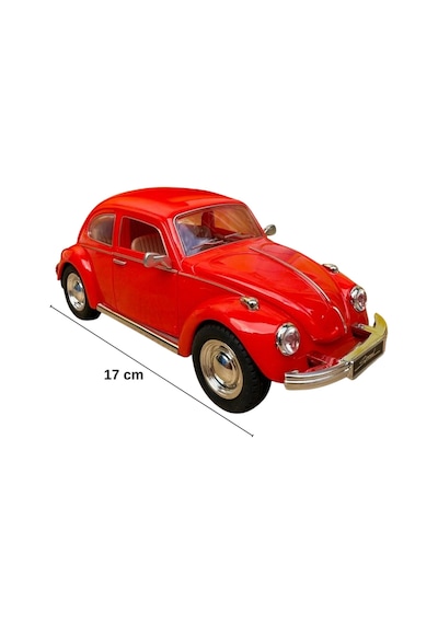 Nostaljik Beetle Vosvos Oyuncak Araba - 17cm Büyük - Sesli Işıklı Ve Sürtmeli - Kırmızı Model Araba Çok Renkli