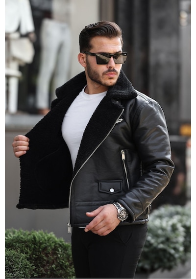 Mero Life Erkek Napa Deri Çapraz Fermuarlı İçi Full Kürklü Yüksek Kalite Slim Fit Siyah Mont & Ceket Siyah Mero Life Erkek Napa Deri Çapraz Fermuarlı İçi Full Kürklü Yüksek Kalite Slim Fit Siyah Mont & Ceket Siyah