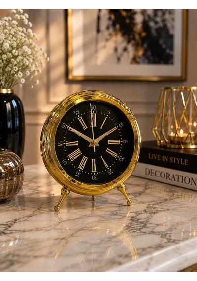 Sleepnova Gold Vintage Metal Roma Rakamlı Dekoratif Masa Saati Diğer